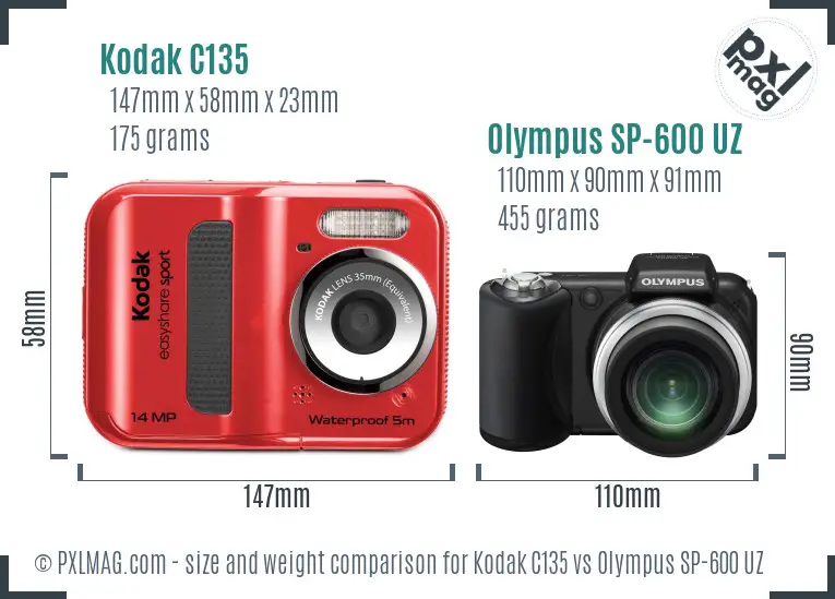 Kodak C135 vs Olympus SP-600 UZ size comparison Kodak C135 vs Olympus SP-600 UZ size comparison