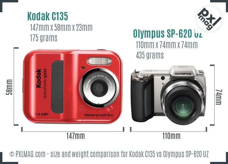 Kodak C135 vs Olympus SP-620 UZ size comparison