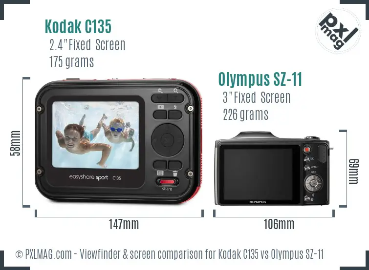 Kodak C135 vs Olympus SZ-11 Screen and Viewfinder comparison Kodak C135 vs Olympus SZ-11 Screen and Viewfinder comparison