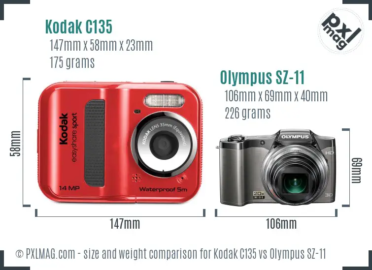 Kodak C135 vs Olympus SZ-11 size comparison Kodak C135 vs Olympus SZ-11 size comparison