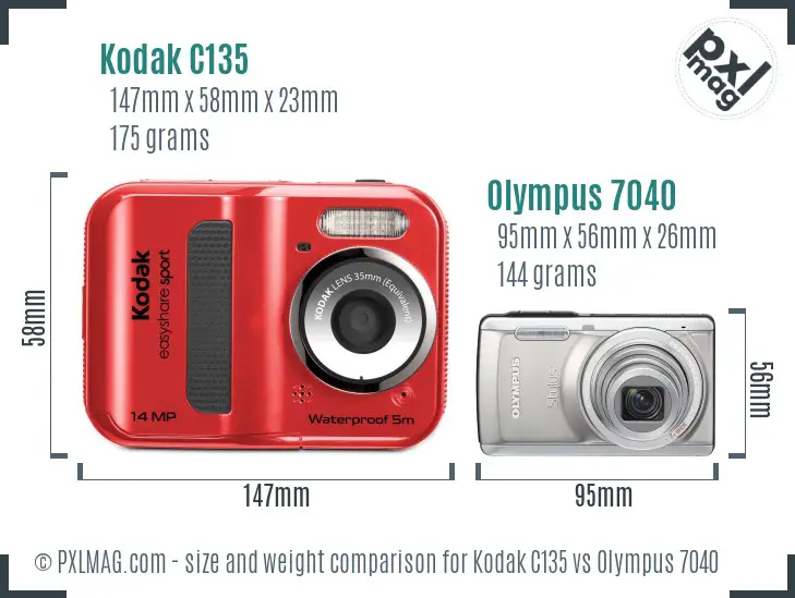 Kodak C135 vs Olympus 7040 size comparison