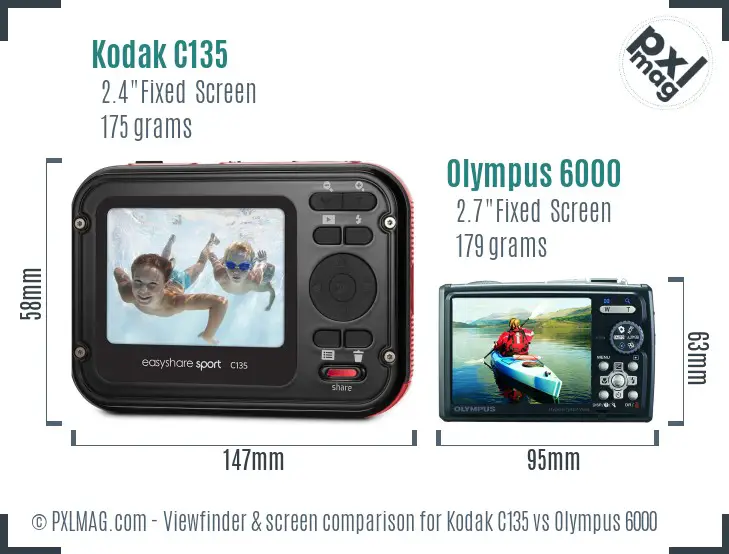 Kodak C135 vs Olympus 6000 Screen and Viewfinder comparison