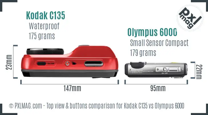 Kodak C135 vs Olympus 6000 top view buttons comparison