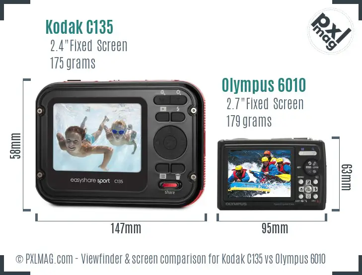 Kodak C135 vs Olympus 6010 Screen and Viewfinder comparison