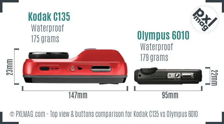 Kodak C135 vs Olympus 6010 top view buttons comparison