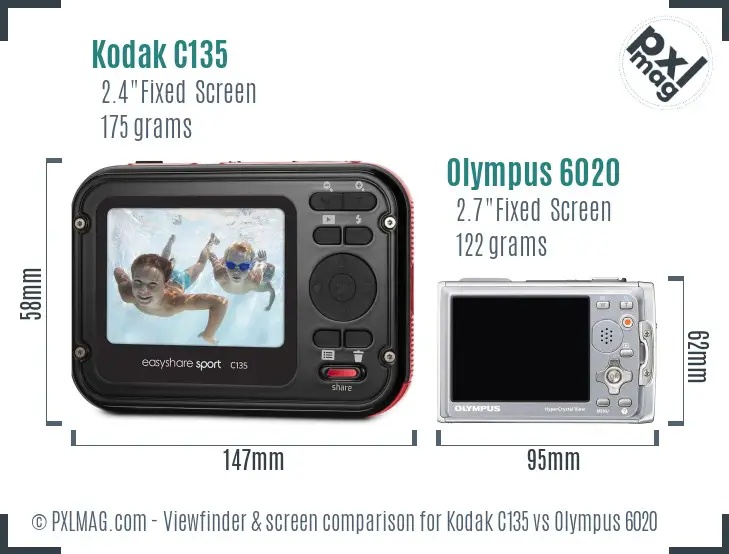 Kodak C135 vs Olympus 6020 Screen and Viewfinder comparison