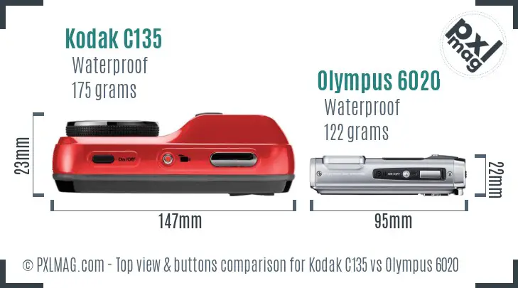 Kodak C135 vs Olympus 6020 top view buttons comparison