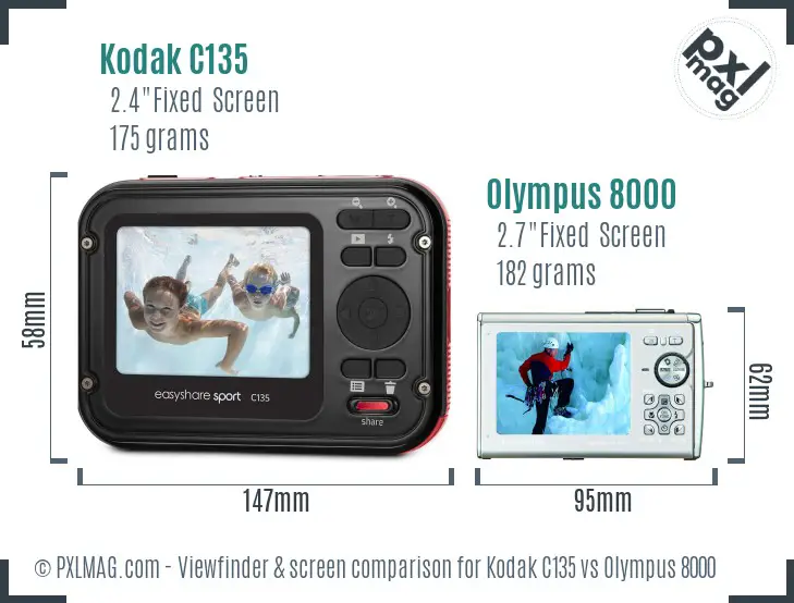 Kodak C135 vs Olympus 8000 Screen and Viewfinder comparison Kodak C135 vs Olympus 8000 Screen and Viewfinder comparison
