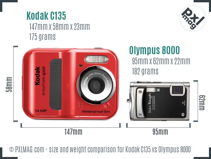 Kodak C135 vs Olympus 8000 size comparison Kodak C135 vs Olympus 8000 size comparison