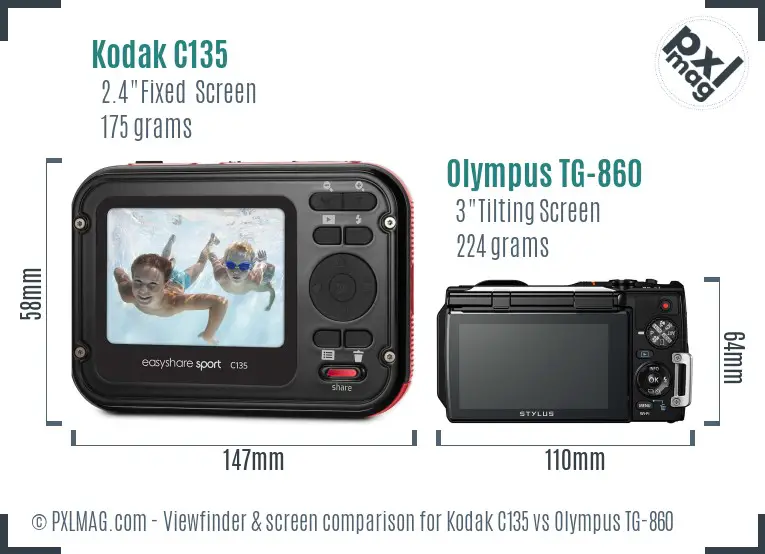 Kodak C135 vs Olympus TG-860 Screen and Viewfinder comparison Kodak C135 vs Olympus TG-860 Screen and Viewfinder comparison