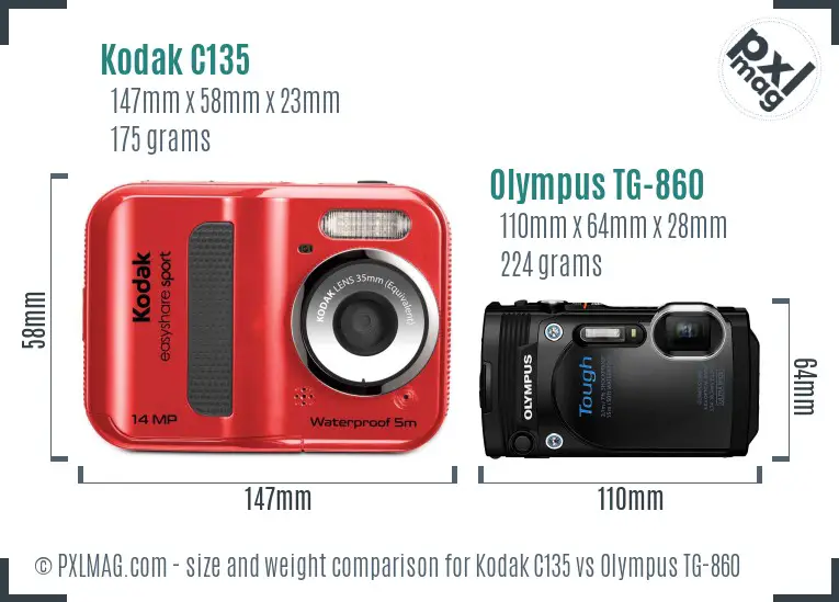 Kodak C135 vs Olympus TG-860 size comparison Kodak C135 vs Olympus TG-860 size comparison