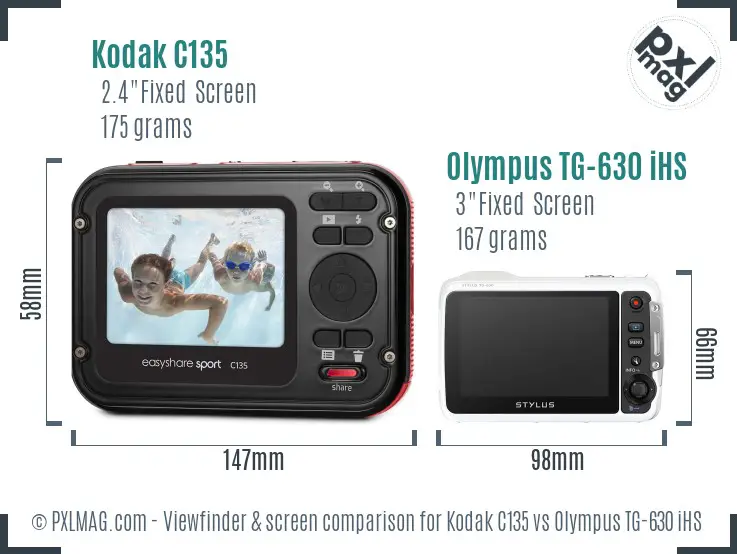 Kodak C135 vs Olympus TG-630 iHS Screen and Viewfinder comparison Kodak C135 vs Olympus TG-630 iHS Screen and Viewfinder comparison