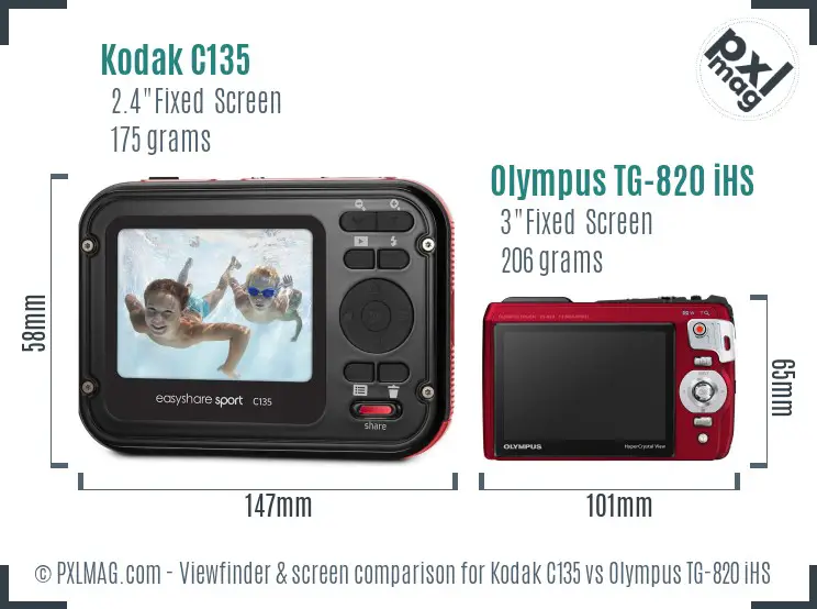 Kodak C135 vs Olympus TG-820 iHS Screen and Viewfinder comparison