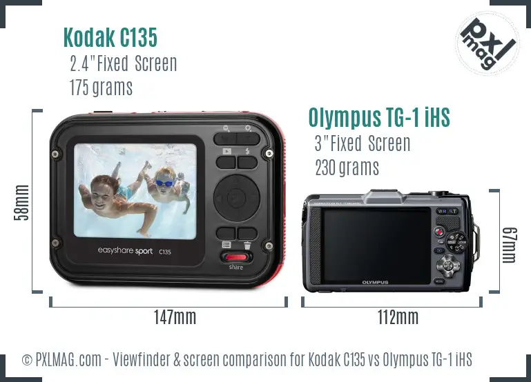 Kodak C135 vs Olympus TG-1 iHS Screen and Viewfinder comparison