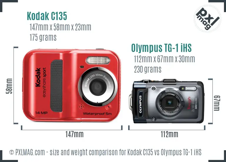 Kodak C135 vs Olympus TG-1 iHS size comparison