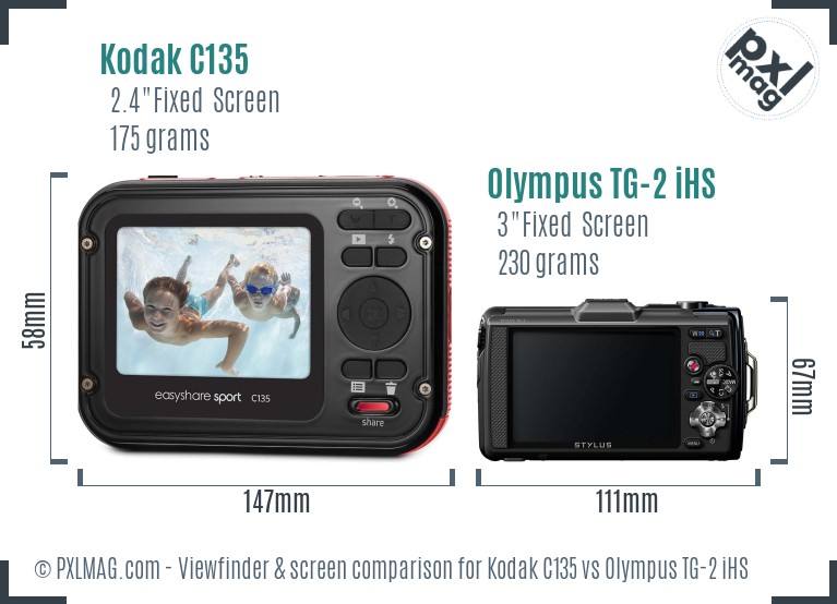 Kodak C135 vs Olympus TG-2 iHS Screen and Viewfinder comparison