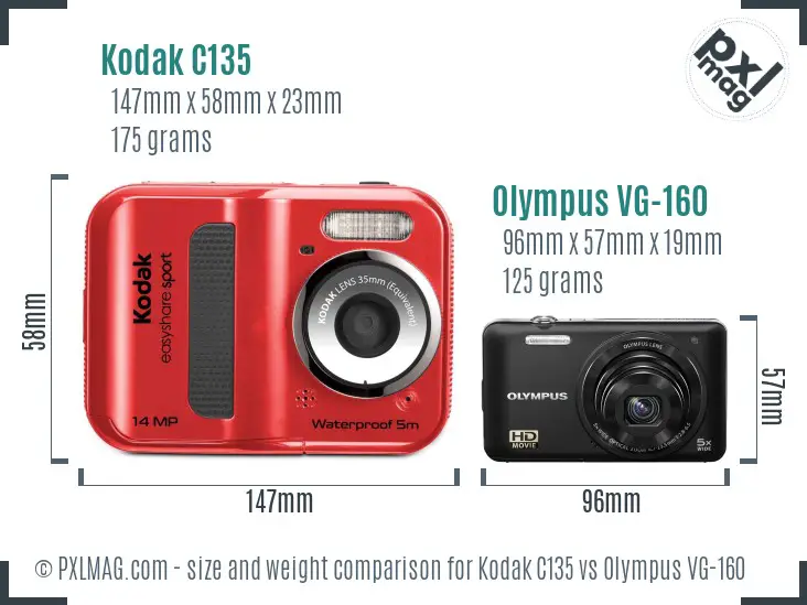Kodak C135 vs Olympus VG-160 size comparison