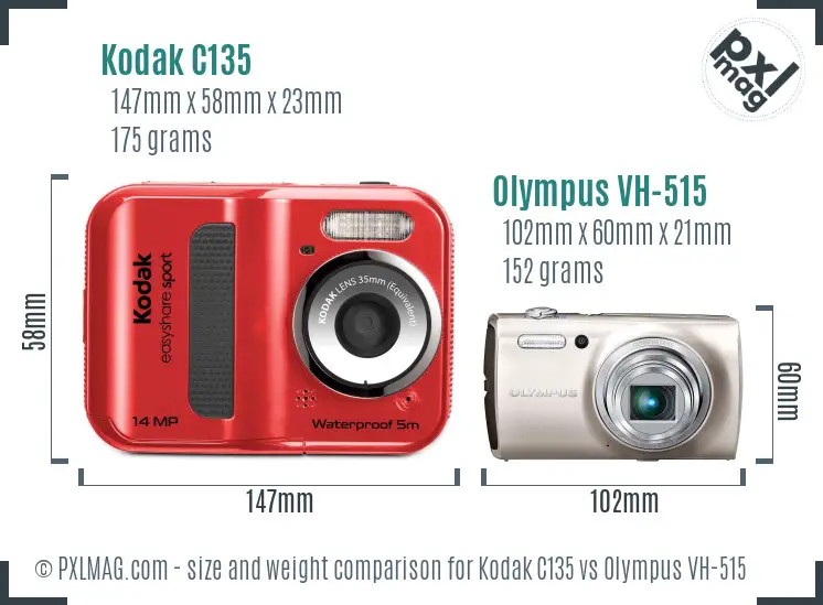 Kodak C135 vs Olympus VH-515 size comparison