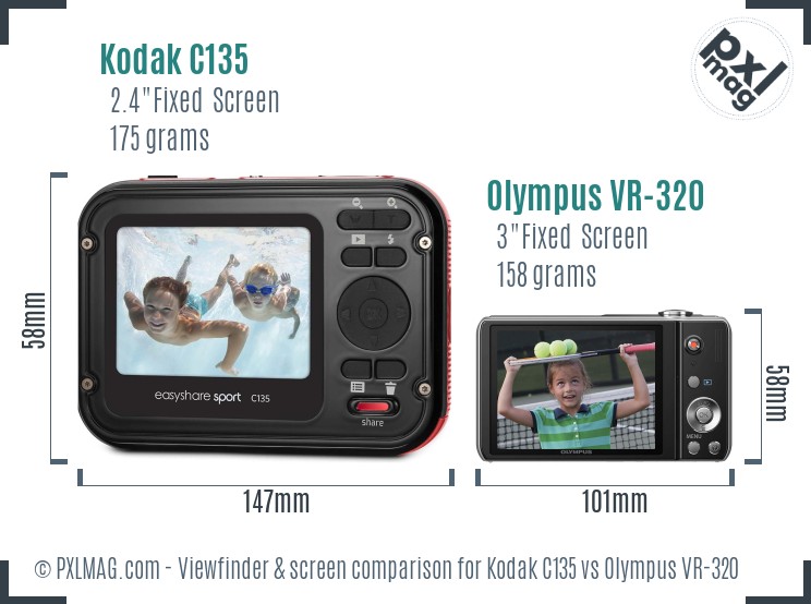 Kodak C135 vs Olympus VR-320 Screen and Viewfinder comparison
