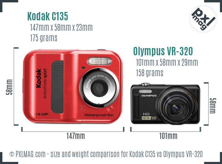Kodak C135 vs Olympus VR-320 size comparison