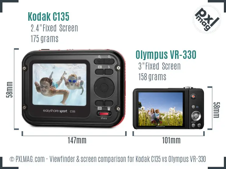 Kodak C135 vs Olympus VR-330 Screen and Viewfinder comparison Kodak C135 vs Olympus VR-330 Screen and Viewfinder comparison