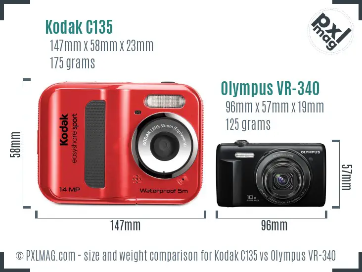 Kodak C135 vs Olympus VR-340 size comparison