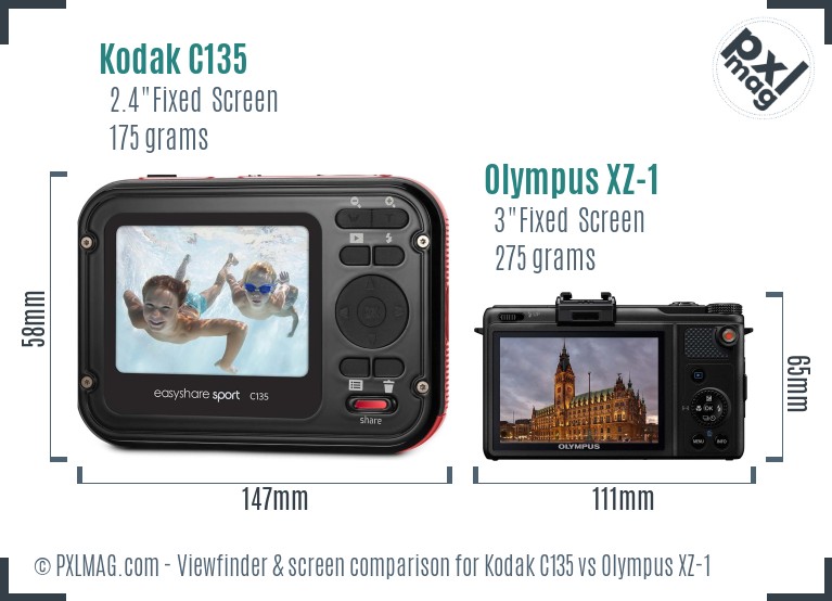 Kodak C135 vs Olympus XZ-1 Screen and Viewfinder comparison