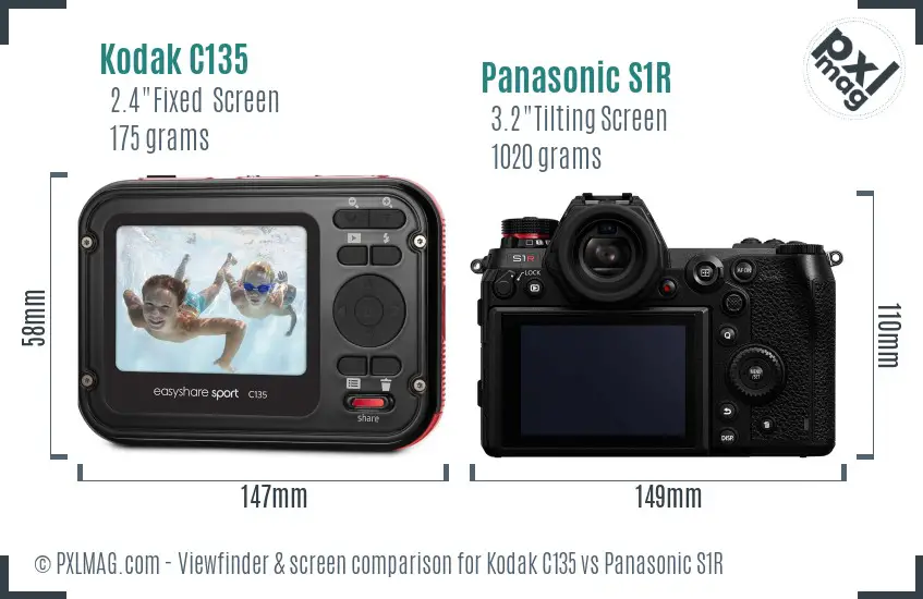 Kodak C135 vs Panasonic S1R Screen and Viewfinder comparison