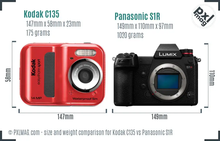Kodak C135 vs Panasonic S1R size comparison