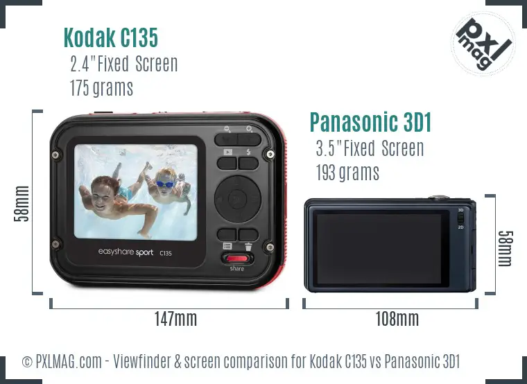 Kodak C135 vs Panasonic 3D1 Screen and Viewfinder comparison Kodak C135 vs Panasonic 3D1 Screen and Viewfinder comparison