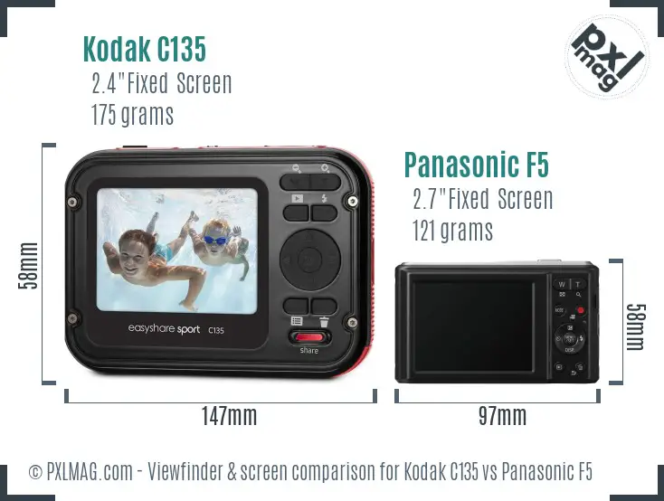 Kodak C135 vs Panasonic F5 Screen and Viewfinder comparison