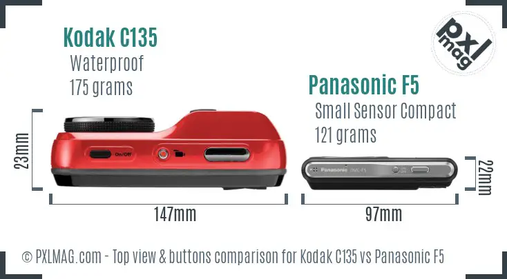 Kodak C135 vs Panasonic F5 top view buttons comparison
