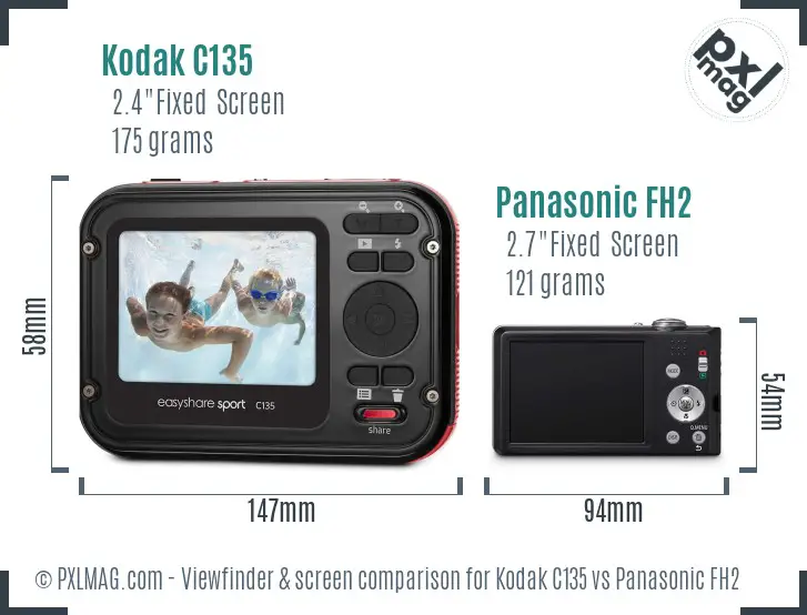 Kodak C135 vs Panasonic FH2 Screen and Viewfinder comparison