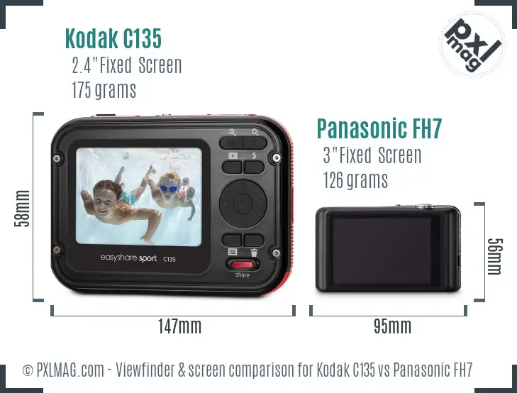Kodak C135 vs Panasonic FH7 Screen and Viewfinder comparison