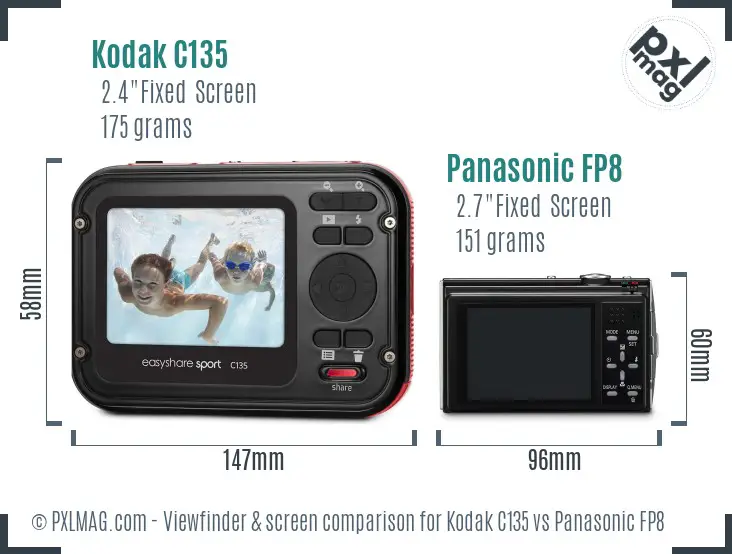 Kodak C135 vs Panasonic FP8 Screen and Viewfinder comparison