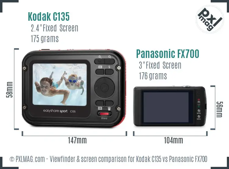 Kodak C135 vs Panasonic FX700 Screen and Viewfinder comparison Kodak C135 vs Panasonic FX700 Screen and Viewfinder comparison