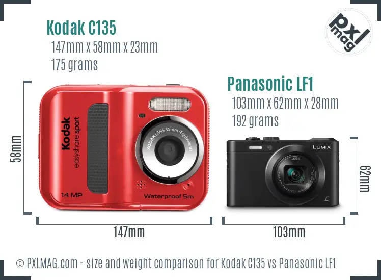 Kodak C135 vs Panasonic LF1 size comparison