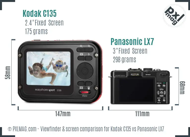 Kodak C135 vs Panasonic LX7 Screen and Viewfinder comparison Kodak C135 vs Panasonic LX7 Screen and Viewfinder comparison