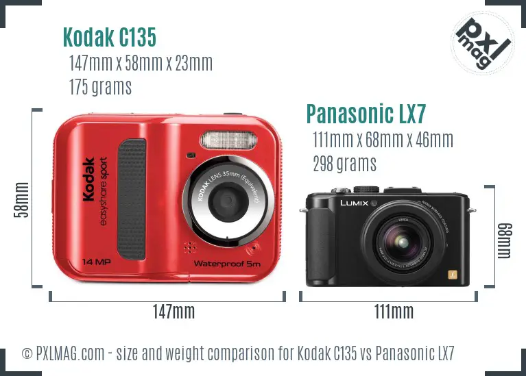 Kodak C135 vs Panasonic LX7 size comparison Kodak C135 vs Panasonic LX7 size comparison