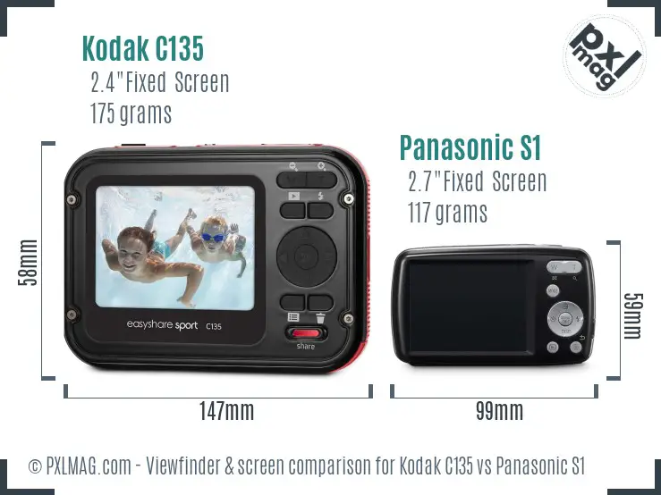 Kodak C135 vs Panasonic S1 Screen and Viewfinder comparison