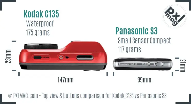 Kodak C135 vs Panasonic S3 top view buttons comparison