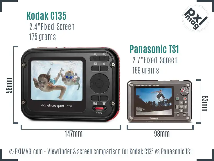 Kodak C135 vs Panasonic TS1 Screen and Viewfinder comparison