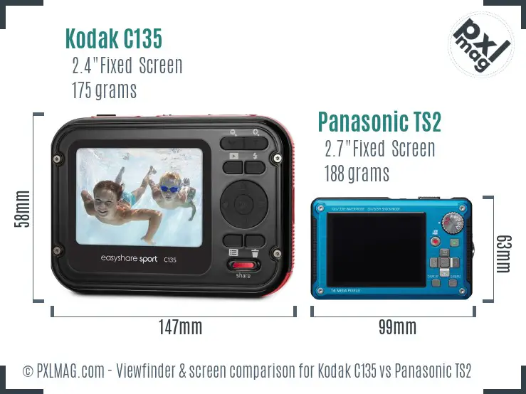 Kodak C135 vs Panasonic TS2 Screen and Viewfinder comparison
