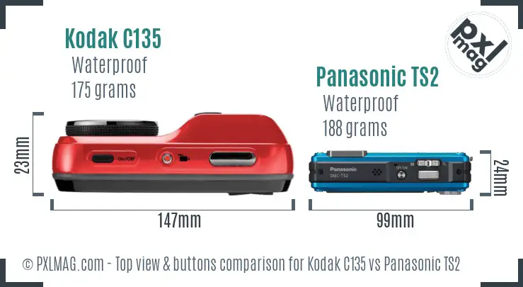 Kodak C135 vs Panasonic TS2 top view buttons comparison