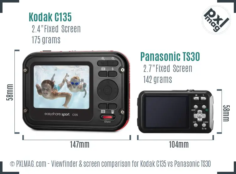 Kodak C135 vs Panasonic TS30 Screen and Viewfinder comparison Kodak C135 vs Panasonic TS30 Screen and Viewfinder comparison