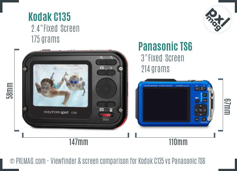 Kodak C135 vs Panasonic TS6 Screen and Viewfinder comparison