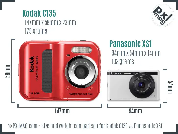 Kodak C135 vs Panasonic XS1 size comparison Kodak C135 vs Panasonic XS1 size comparison