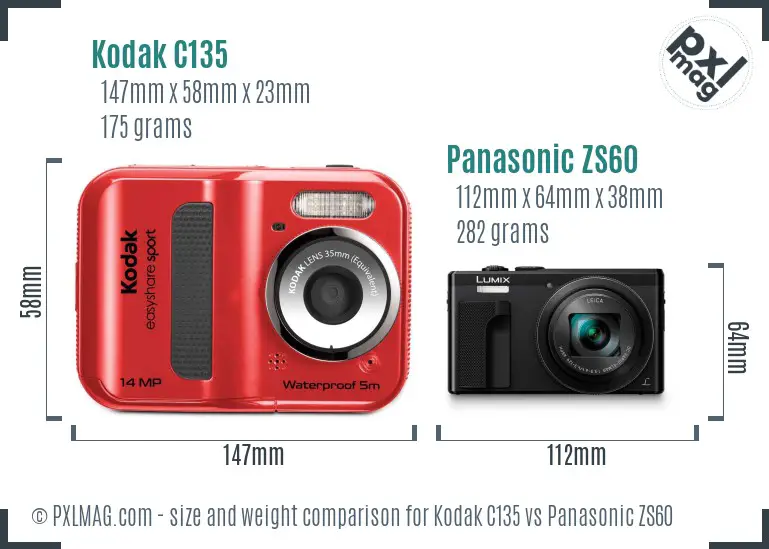 Kodak C135 vs Panasonic ZS60 size comparison Kodak C135 vs Panasonic ZS60 size comparison