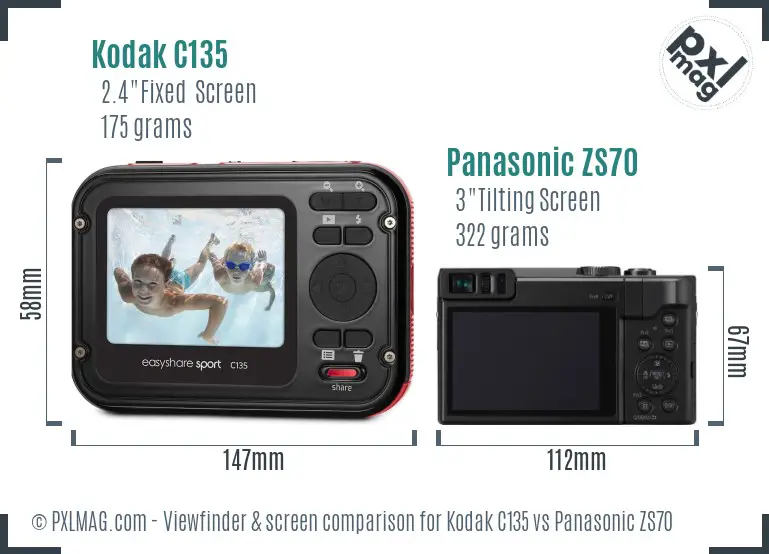 Kodak C135 vs Panasonic ZS70 Screen and Viewfinder comparison Kodak C135 vs Panasonic ZS70 Screen and Viewfinder comparison