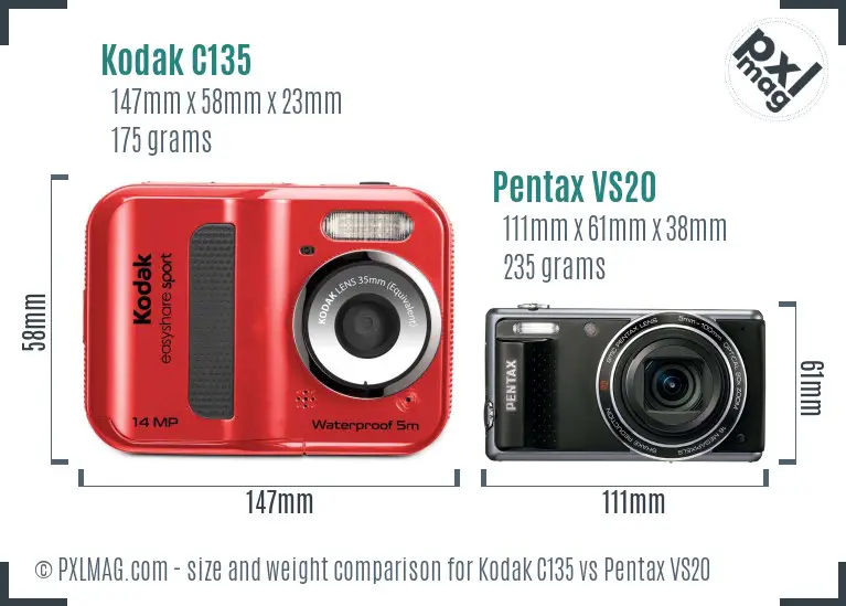 Kodak C135 vs Pentax VS20 size comparison Kodak C135 vs Pentax VS20 size comparison